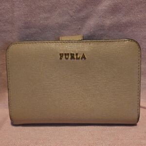 Furla Saffiano Leather Continental Wallet in Light Beige with Gold Logo